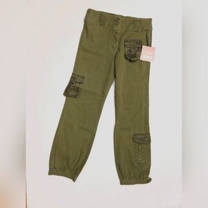 NWT Vintage 90s Esprit Kids Olive Green Trooper Cargo Pants Girls 8